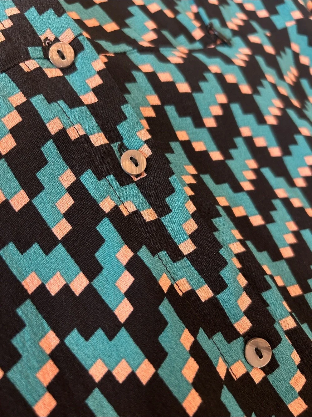 Seraphine Geometric Print Teal and Black Long Sleeve Nursing Post Natal‎ Dress 4